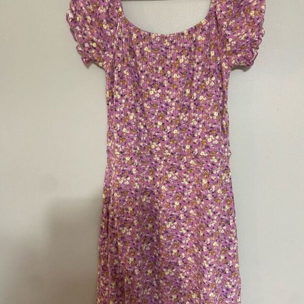 Girls‎ purple floral short sleeve dress size small - Picture 5 of 6